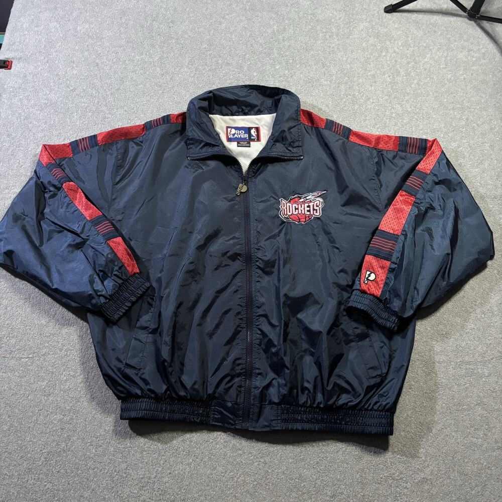 Vtg 90s Houston Rockets Pro Player Windbreaker Jacket XXL NBA Nylon Track Suit